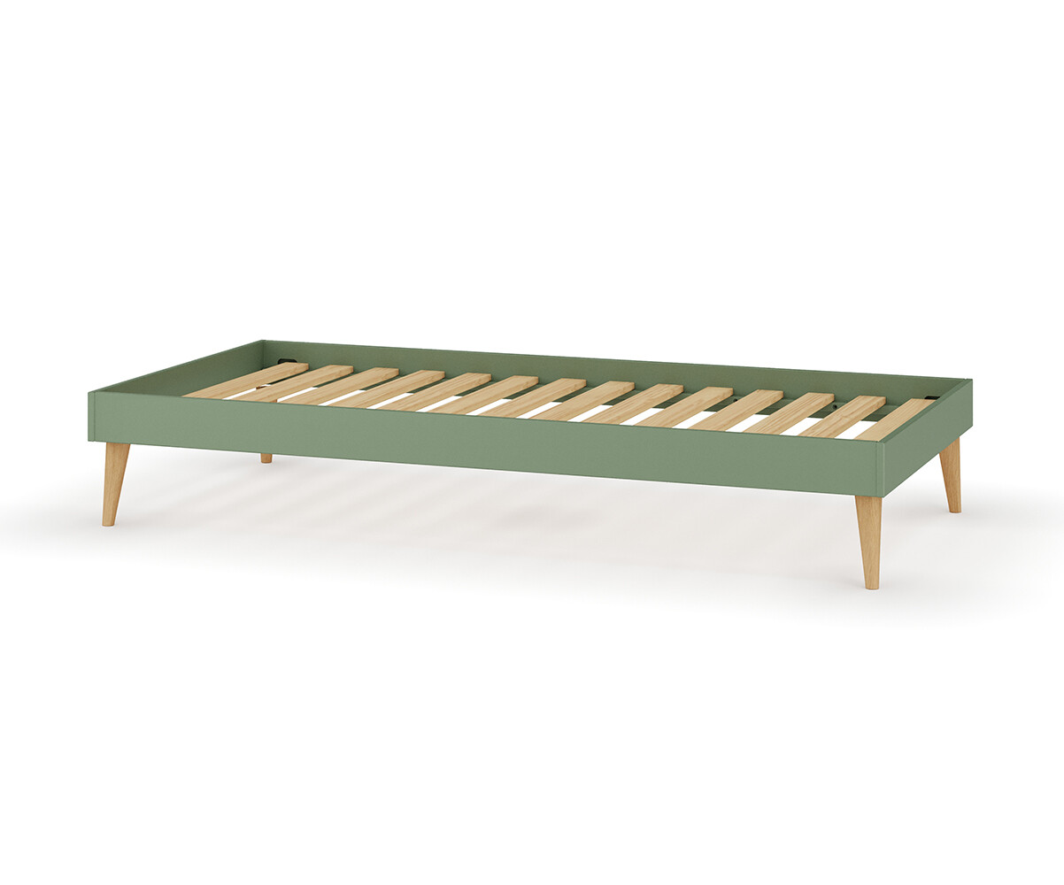 Lit adulte avec pieds, sommier et matelas Honey Olive 90x190 cm