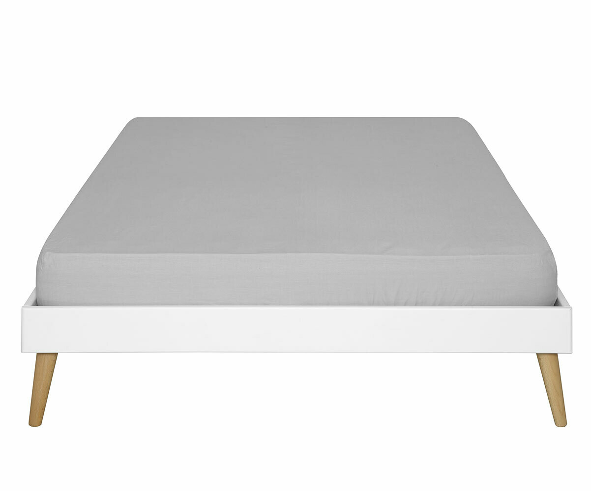 Lit adulte avec pieds, sommier et matelas Honey Bois naturel 140x190 cm