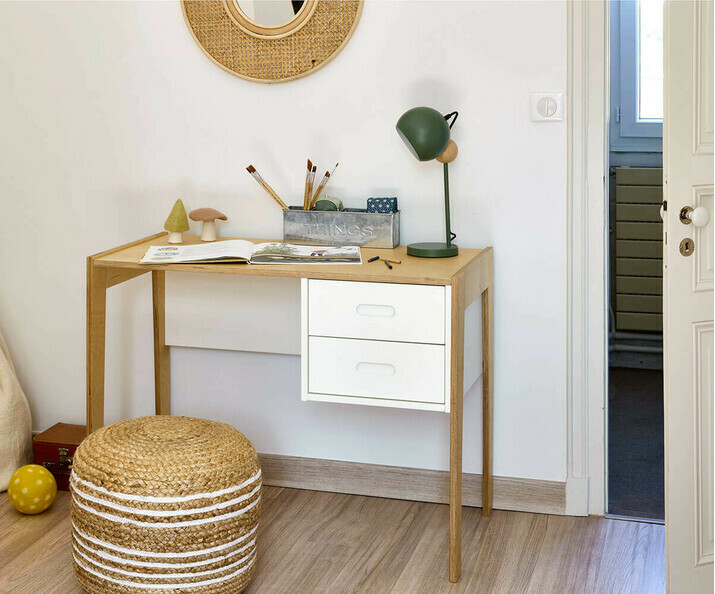 Bureau Enfant Spilou avec 2 Tiroirs de Rangement - Design Scandinave