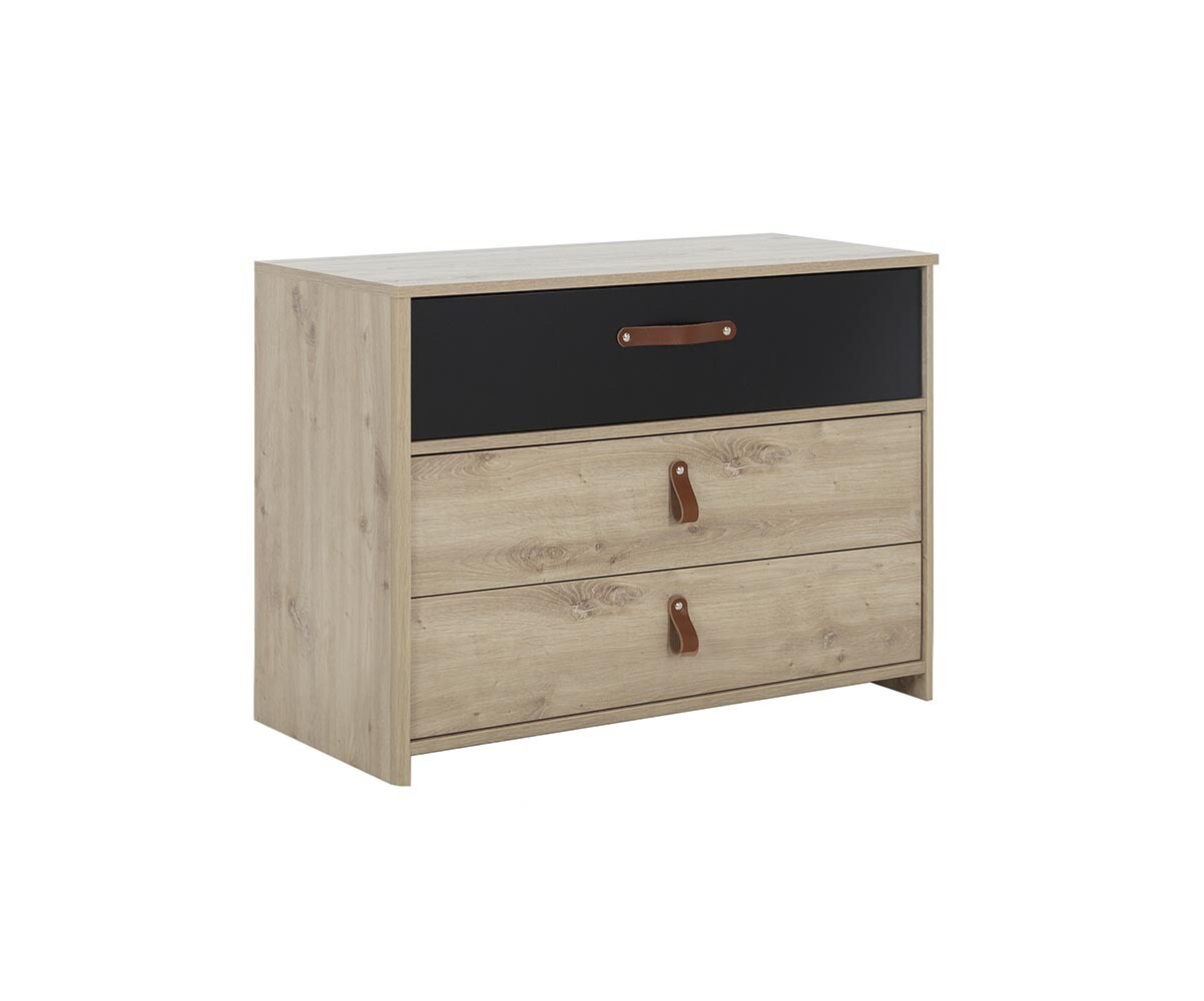 Commode enfant 3 tiroirs Ory Noir et bois