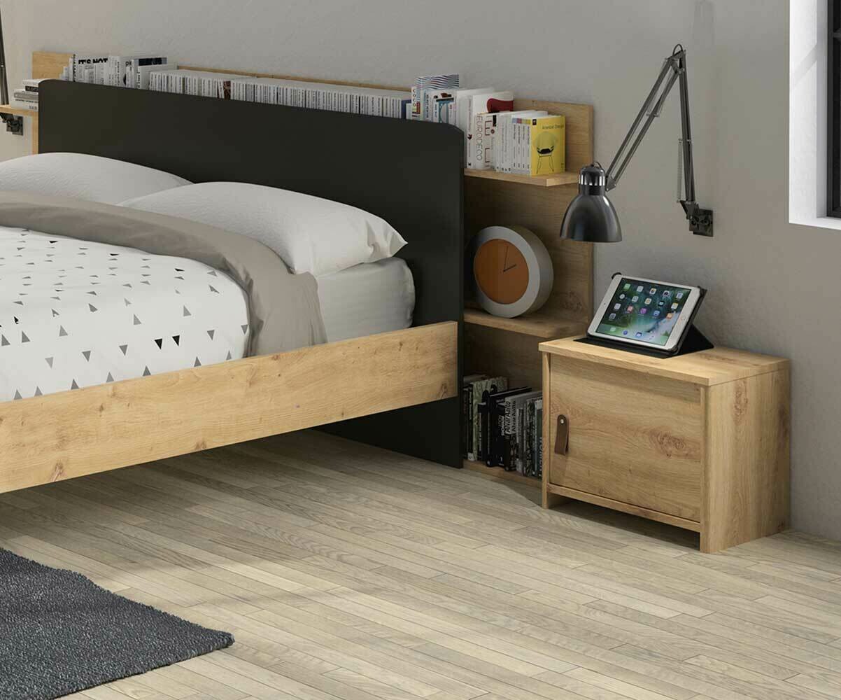 Tête de lit ado Ory Noir et bois