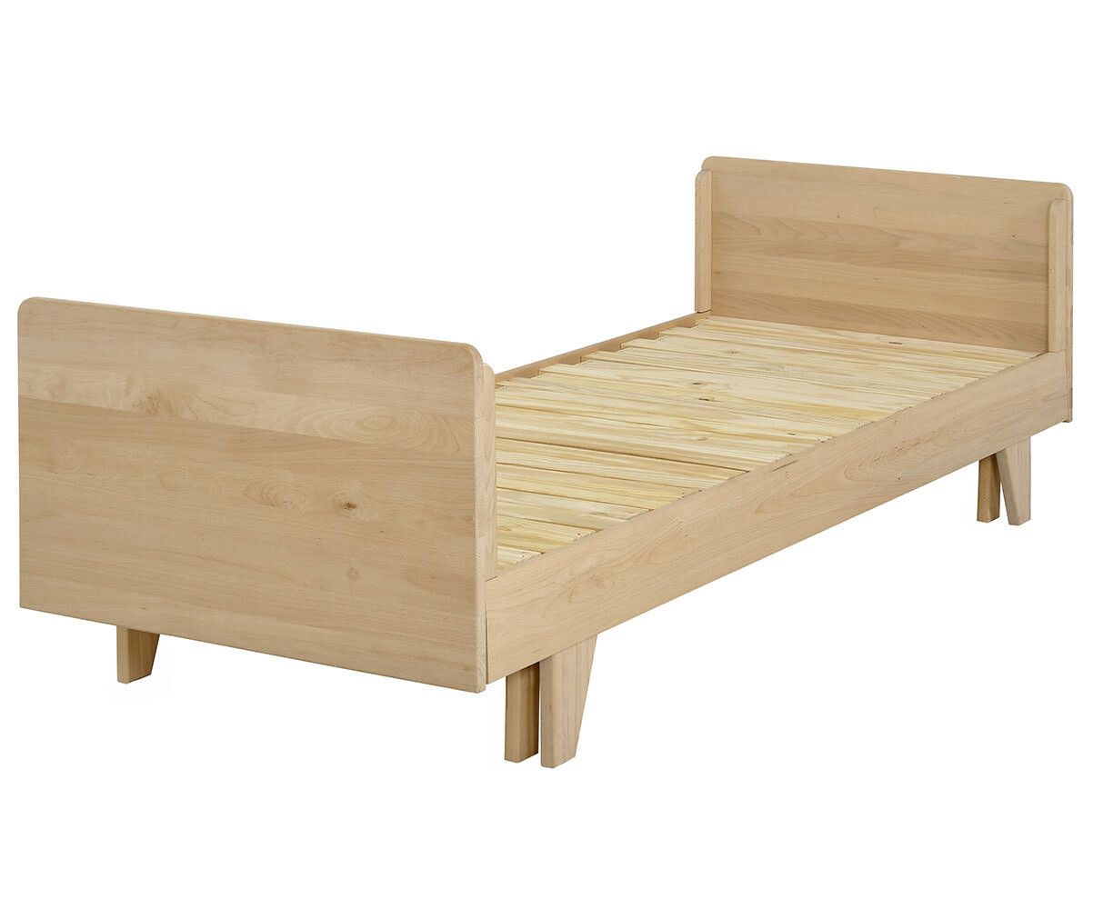 Lit Gigogne Adulte Nature avec Sommier Extensible Peigne. Bois Massif