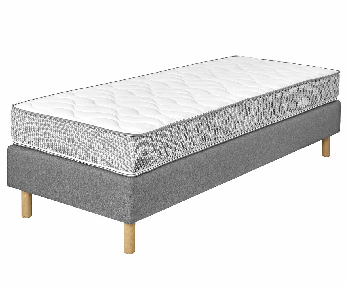 Sommier tapissier ado simple Divo Gris clair 80x200 cm