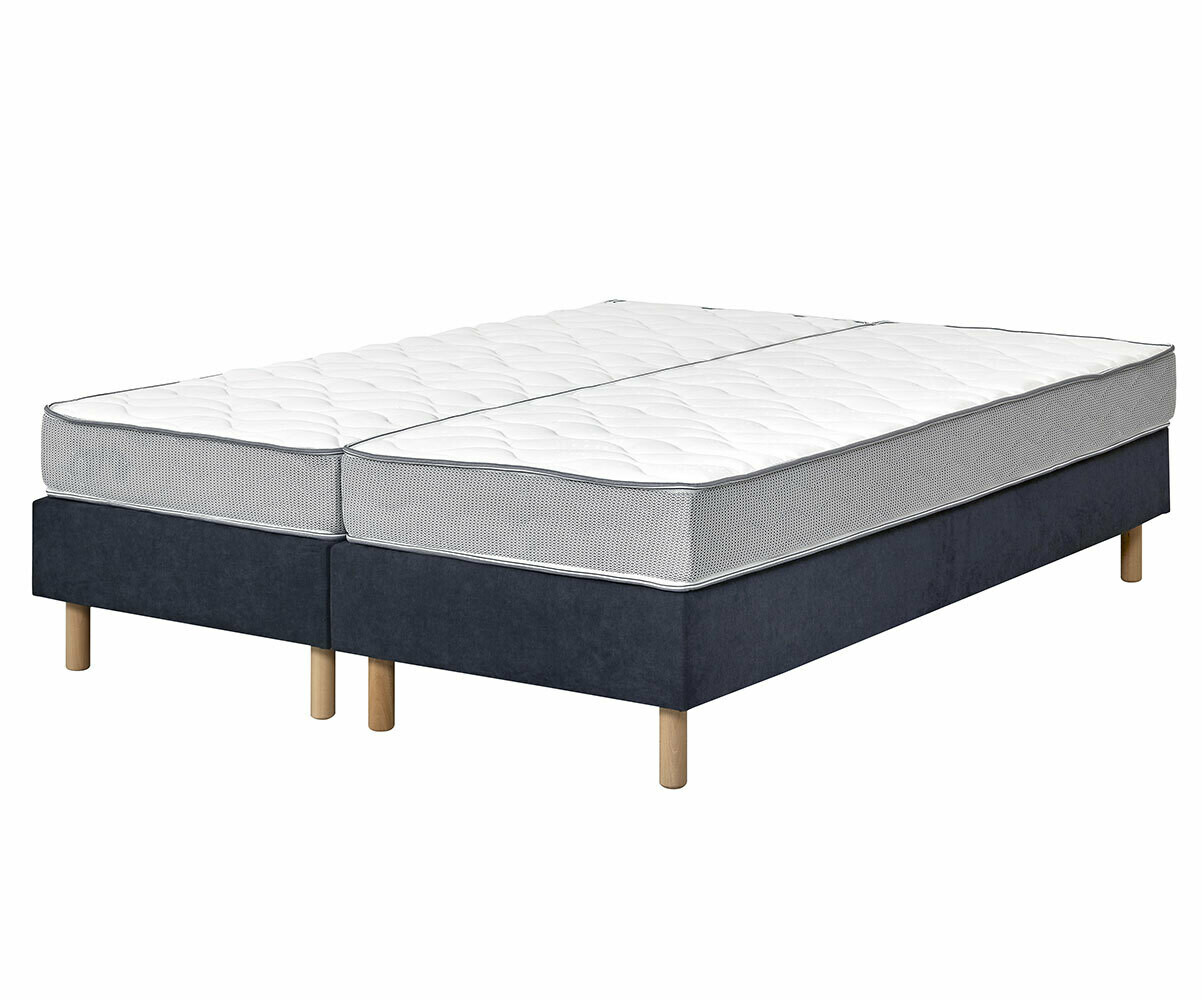 Ensemble 2 sommiers tapissiers ado Divo Bleu nuit 2x80x200 cm