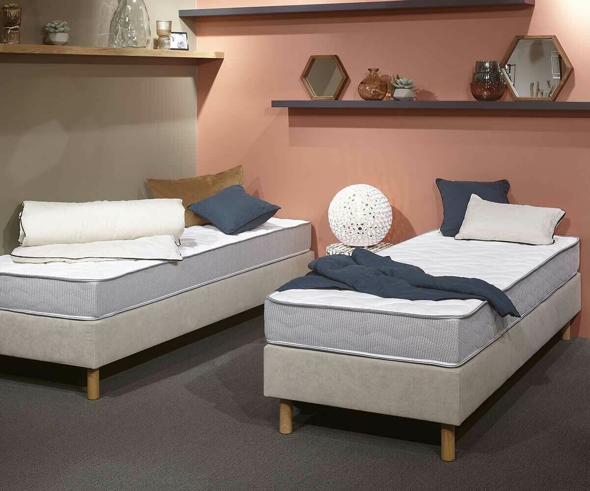 Sommier tapissier adulte simple Divo Écru 80x200 cm