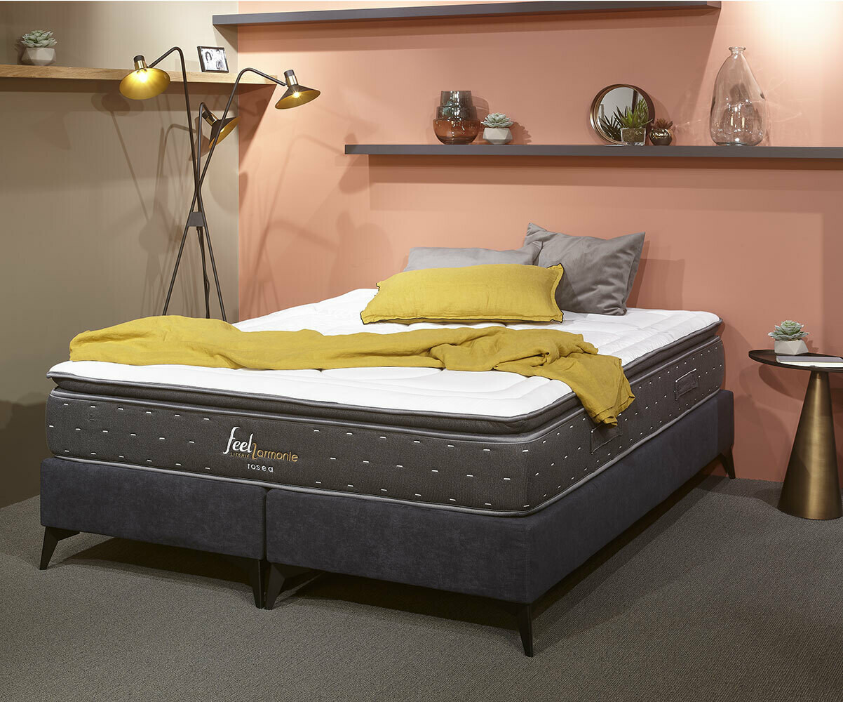Ensemble 2 sommiers tapissiers adulte Divo Bleu nuit 2x90x200 cm