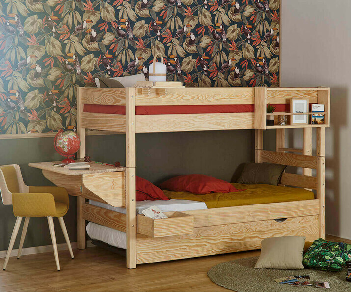 Etagère en bois massif, pour lit superposé