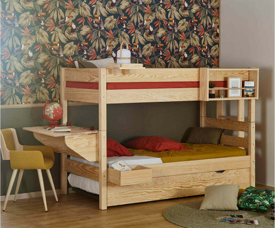 Etagère en bois massif, pour lit superposé