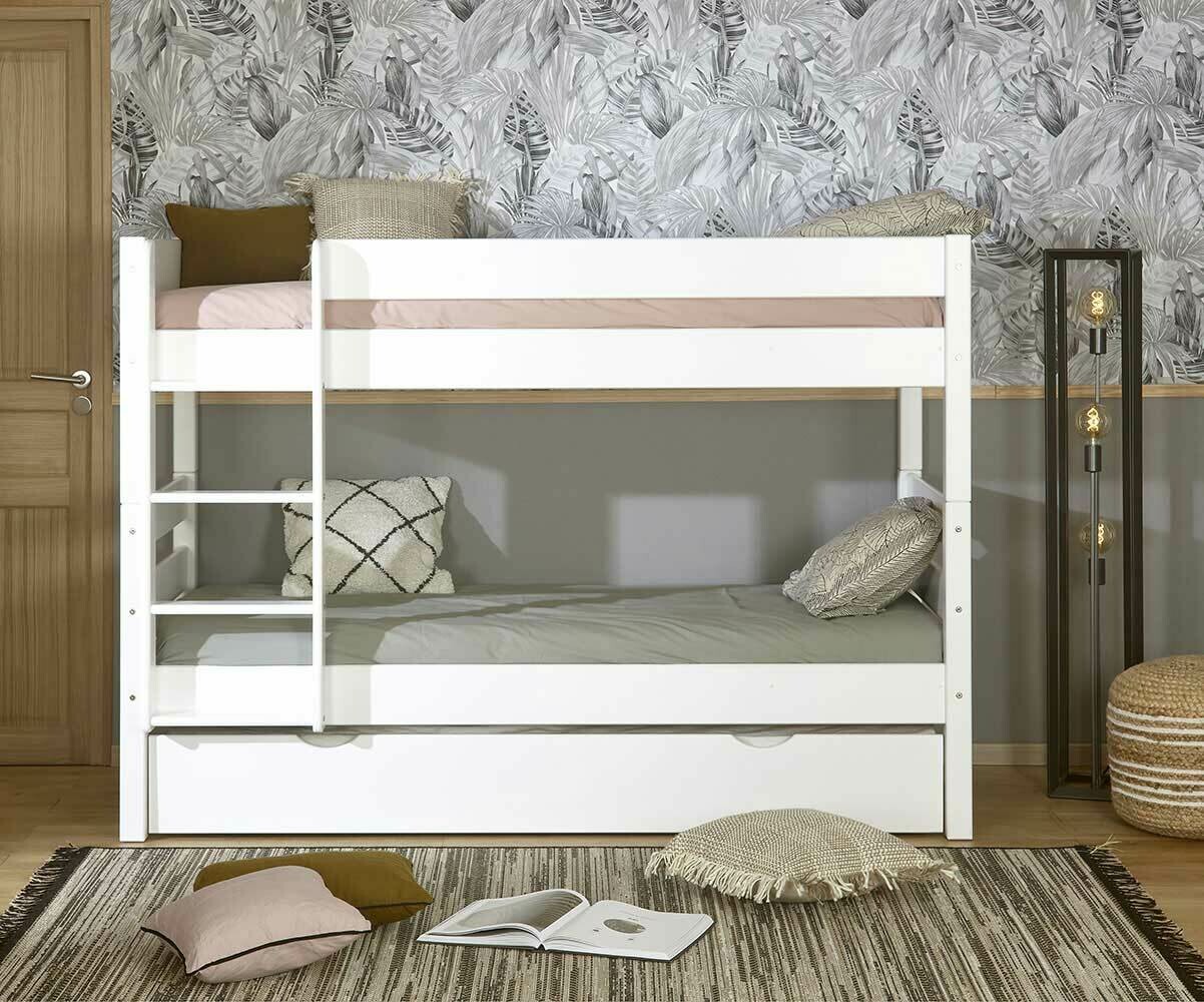 Lit superposé adulte bas 1,2,3 Blanc 90x200 cm