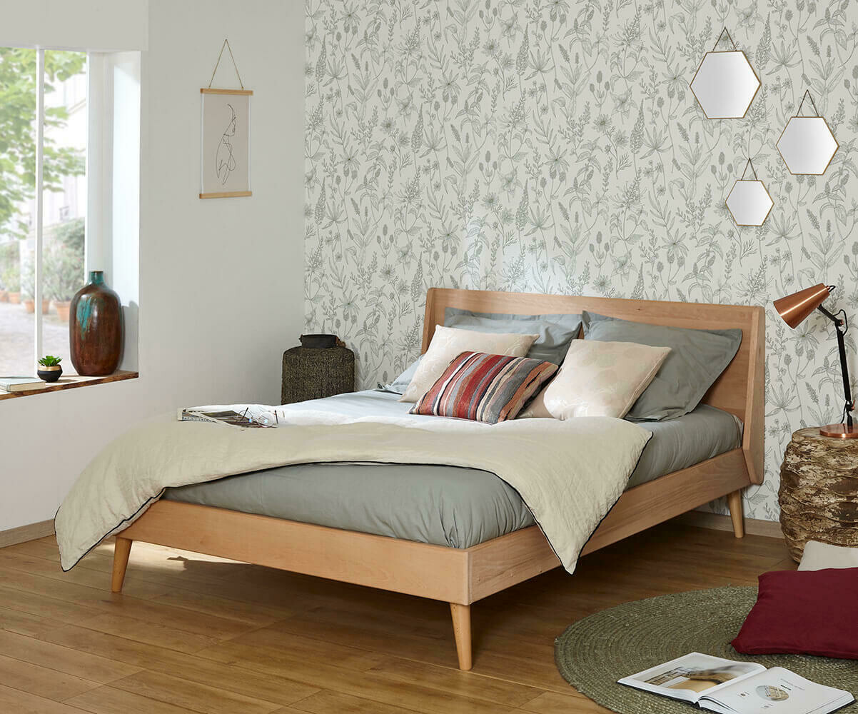 Lit ado avec sommier et matelas Pia Bois naturel 140x190 cm