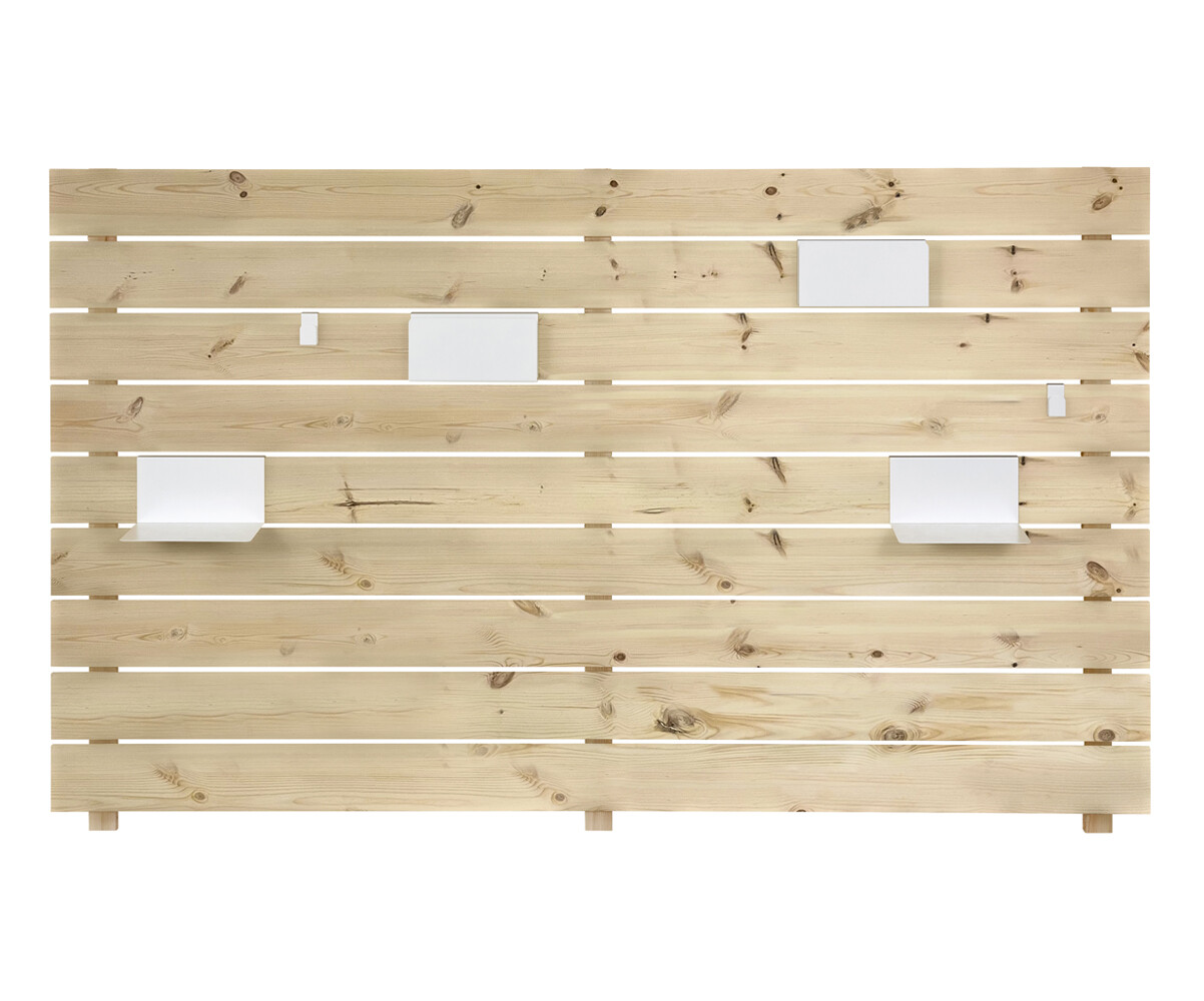 Lit palette Corfou, couchage double en bois massif style palette, avec  tiroirs