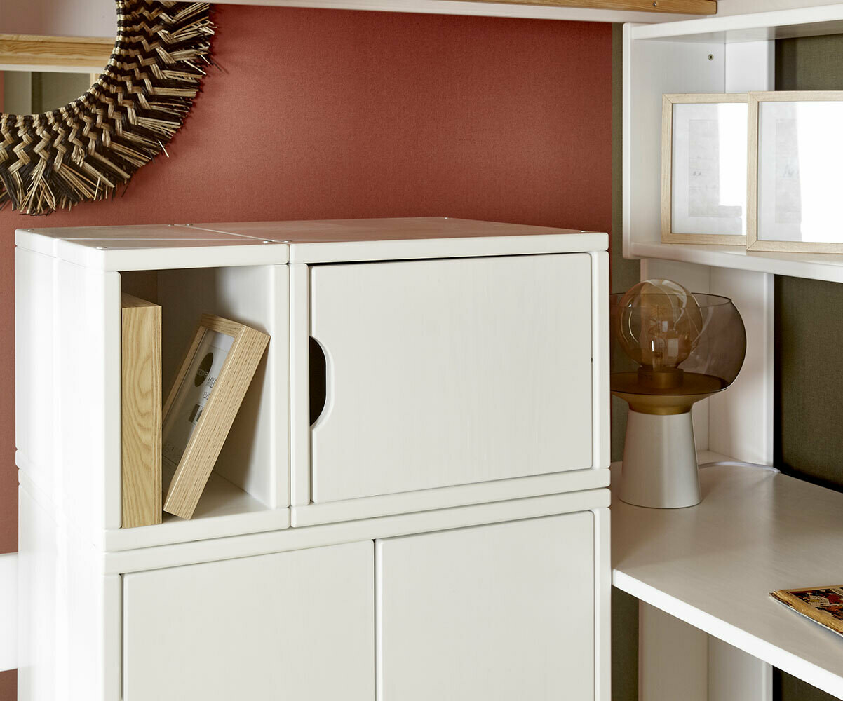 Rangement 1 porte avec niche adulte Rimi Blanc