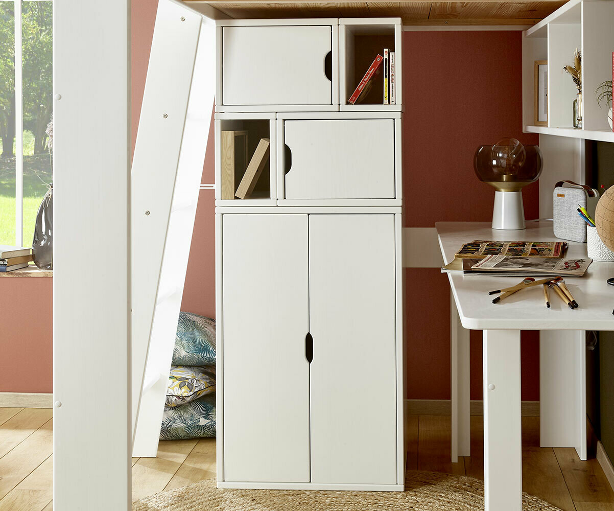 Armoire avec rangement enfant Rimi Blanc