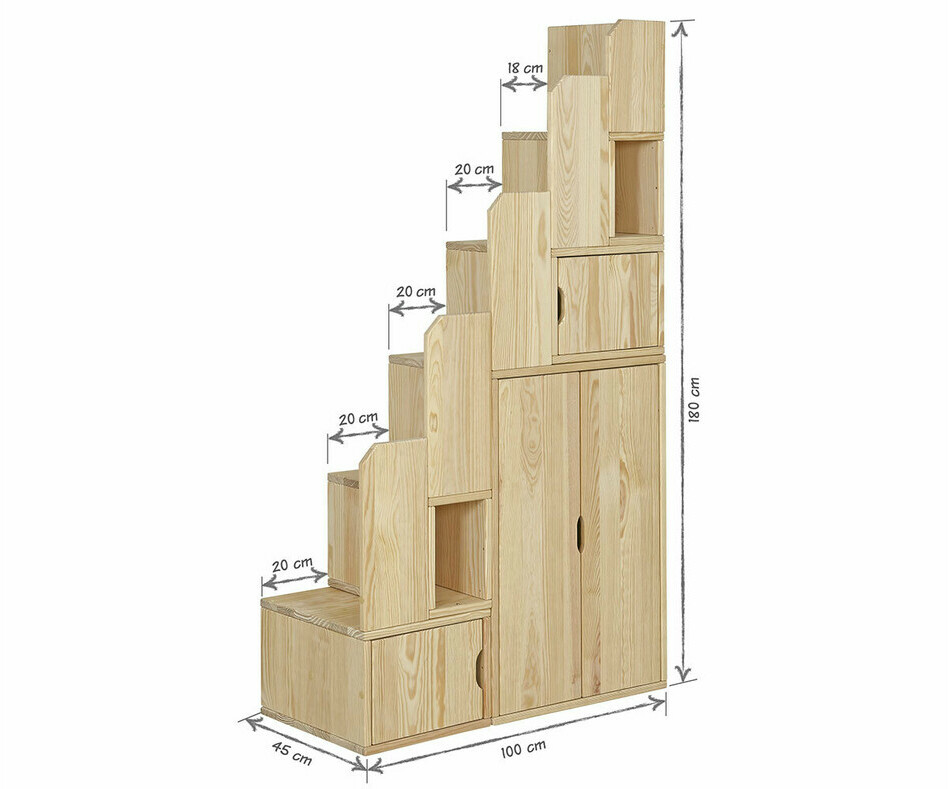 Dimension module escalier avec rangements