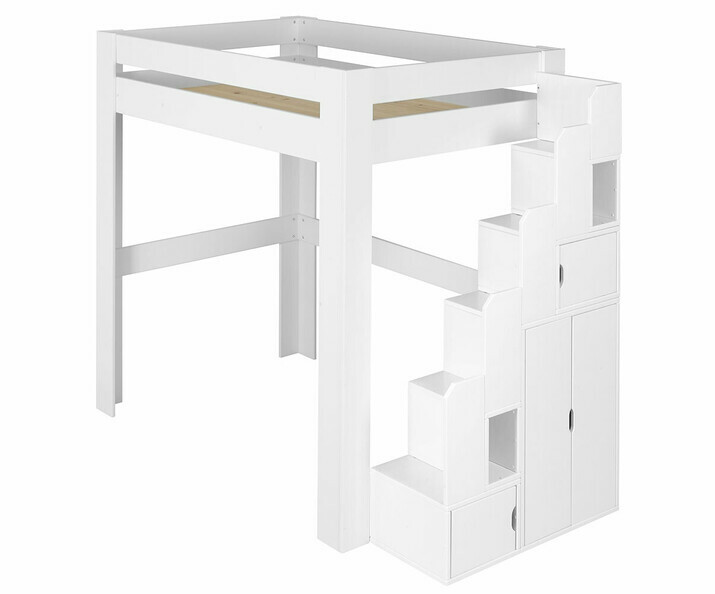 Lit mezzanine enfant Naolo avec escalier de rangement 