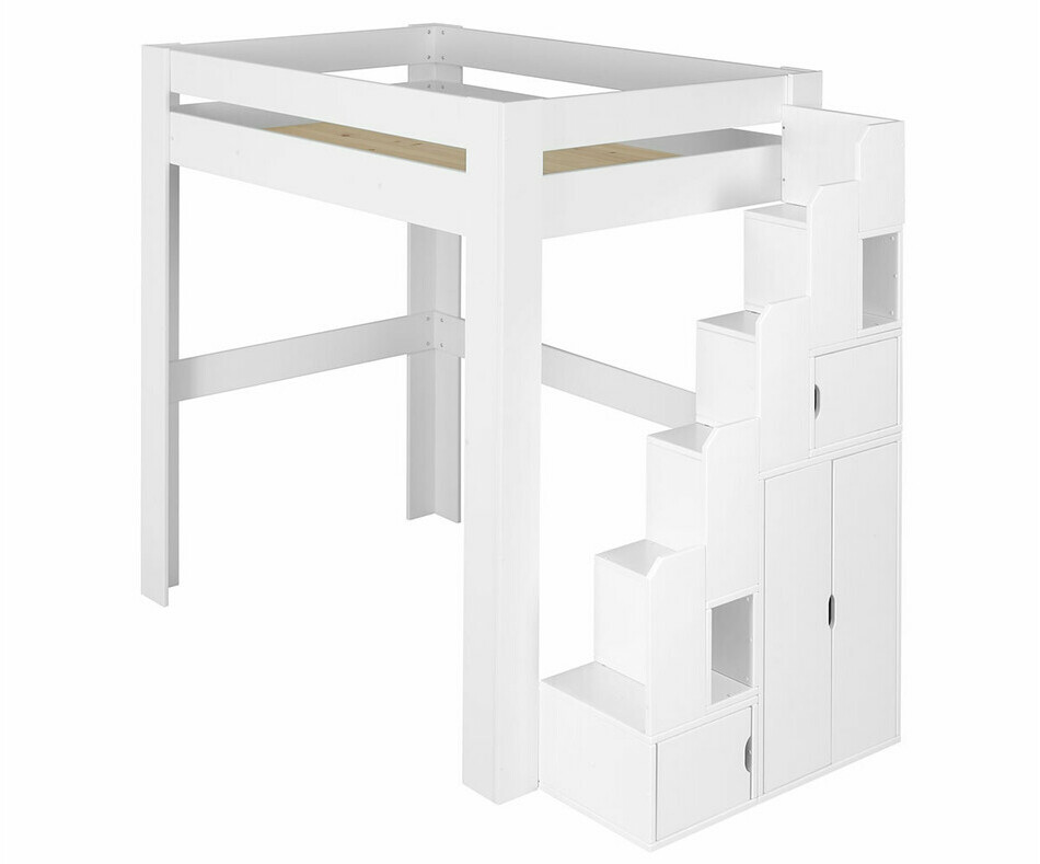 Lit mezzanine enfant Naolo avec escalier de rangement 