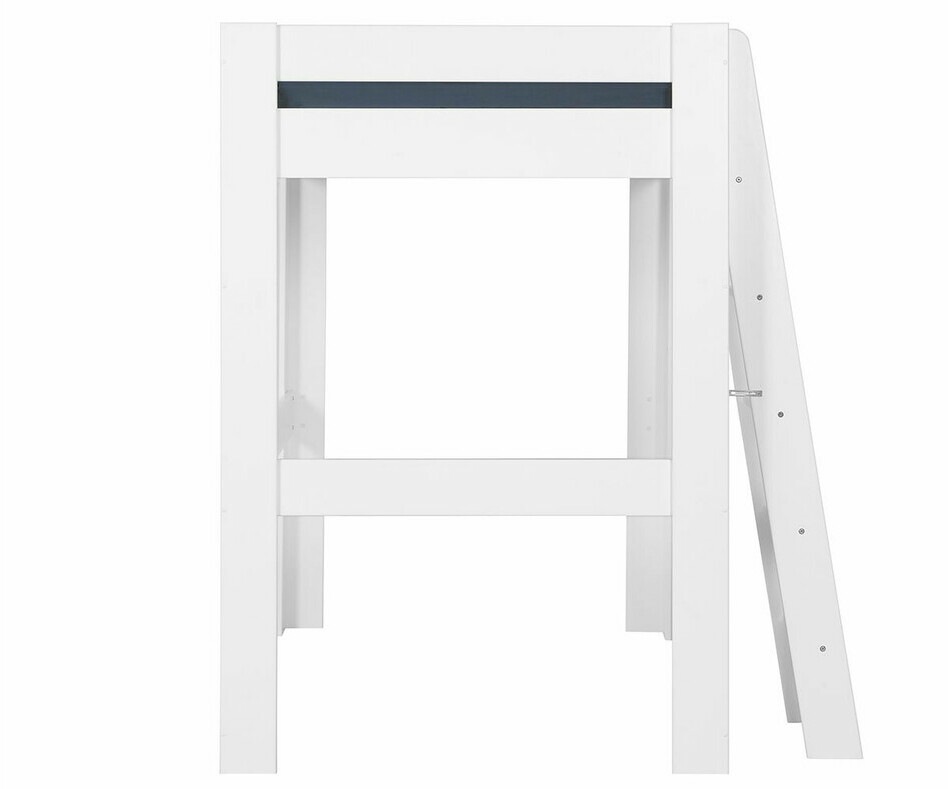 Côté du lit mezzanine adulte blanc Naolo + matelas