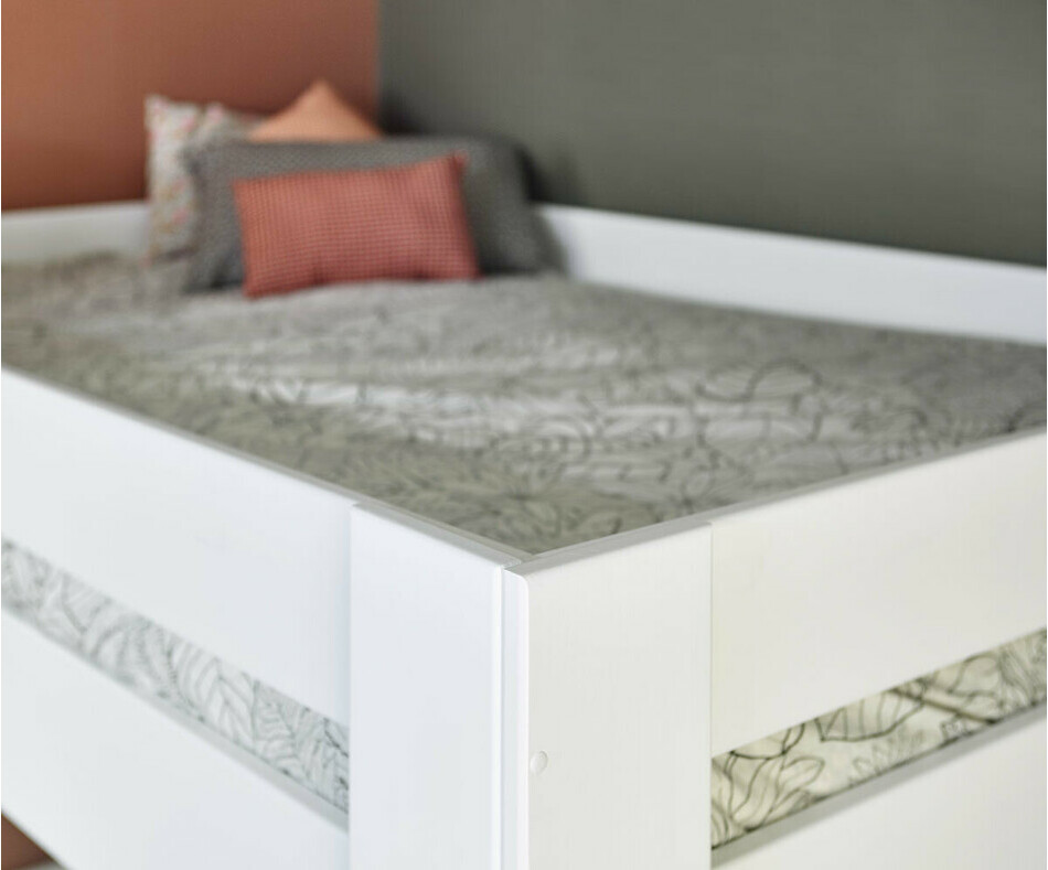 Détail lit mezzanine double Naolo blanc adulte 