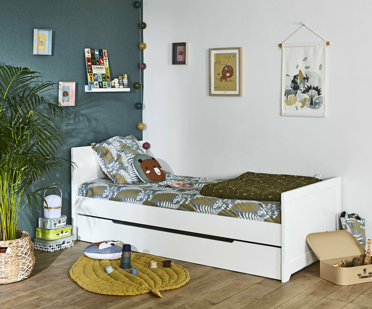 Lit enfant avec sommier et matelas Roma Blanc 90x190 cm/Opt:Matelas Airfresh 15 cm