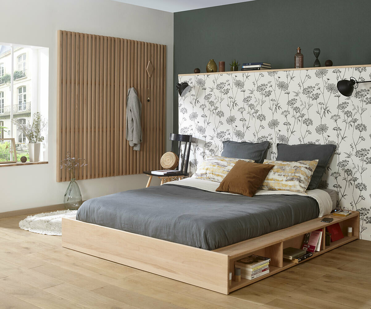 Lit ado avec sommier Dune Bois naturel 140x190 cm