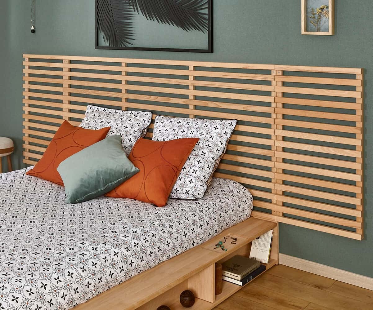 Tête de lit adulte Elvy Bois naturel 270 cm