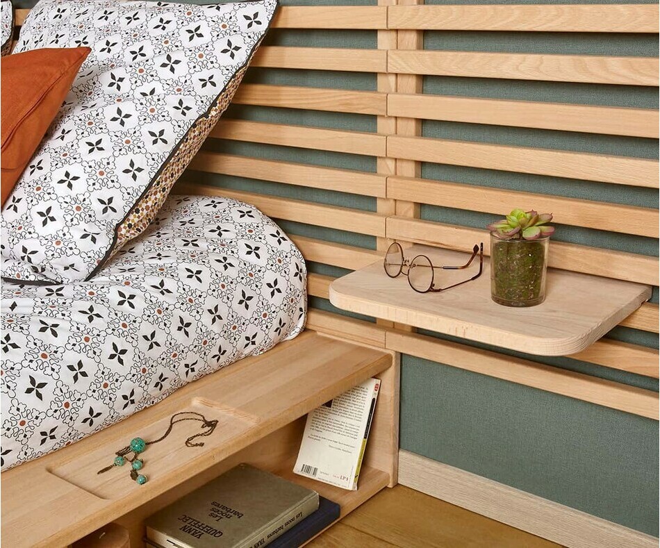 Tablette Elvy pour tête de lit à lames 
