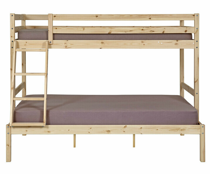 Lit superposé enfant Elna bois naturel avec matelas