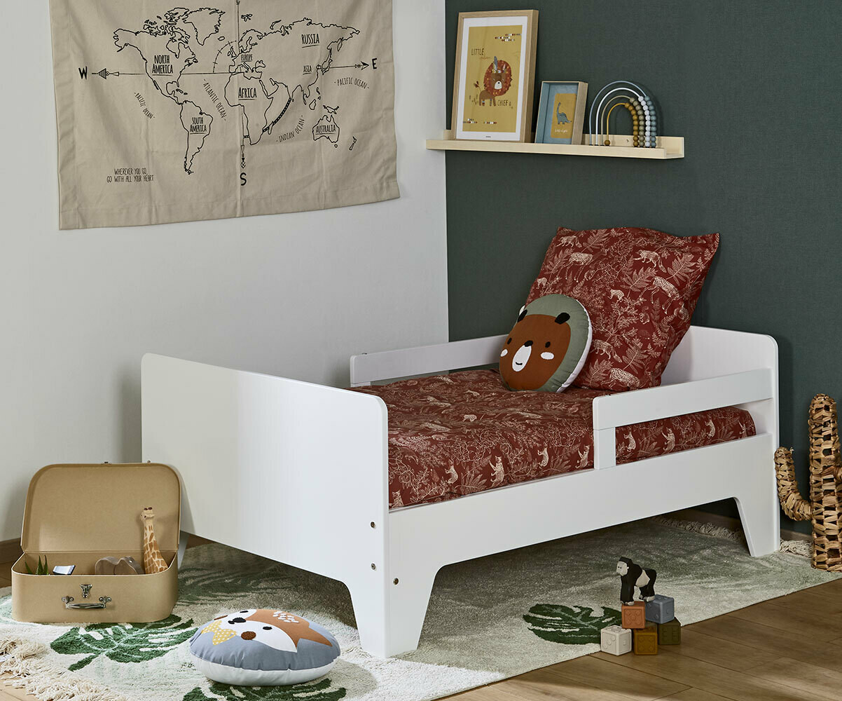 Lit évolutif enfant avec matelas Nuno Blanc 90x140 cm à 90x200 cm
