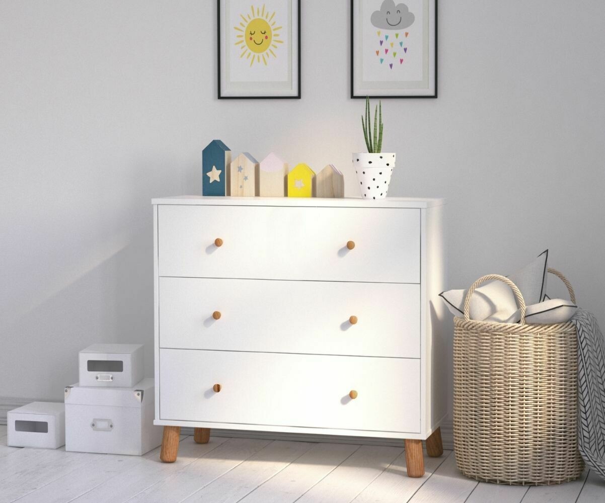 Commode enfant Alma Blanc et bois