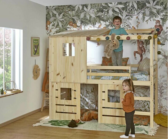 Lit cabane enfant dans les arbres extensible pur bois massif