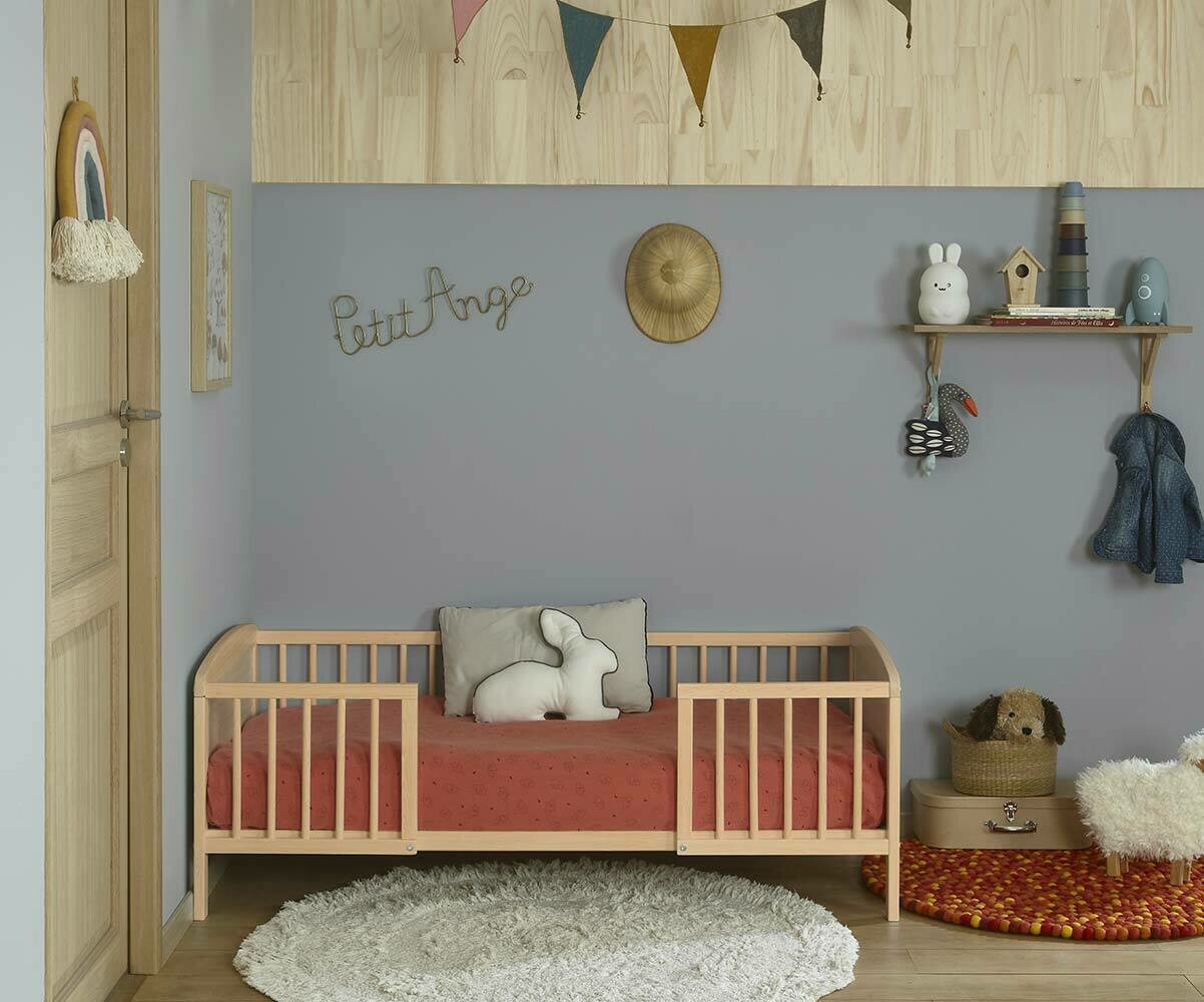 Petit lit enfant avec sommier et matelas Tila Bois naturel 70x140 cm/Opt:Matelas Prem's 10 cm