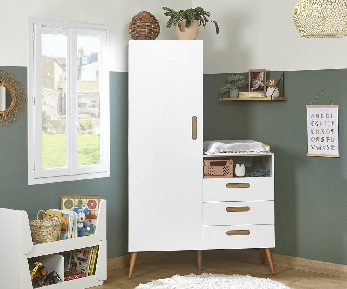 Armoire à langer Nugi Blanc et bois