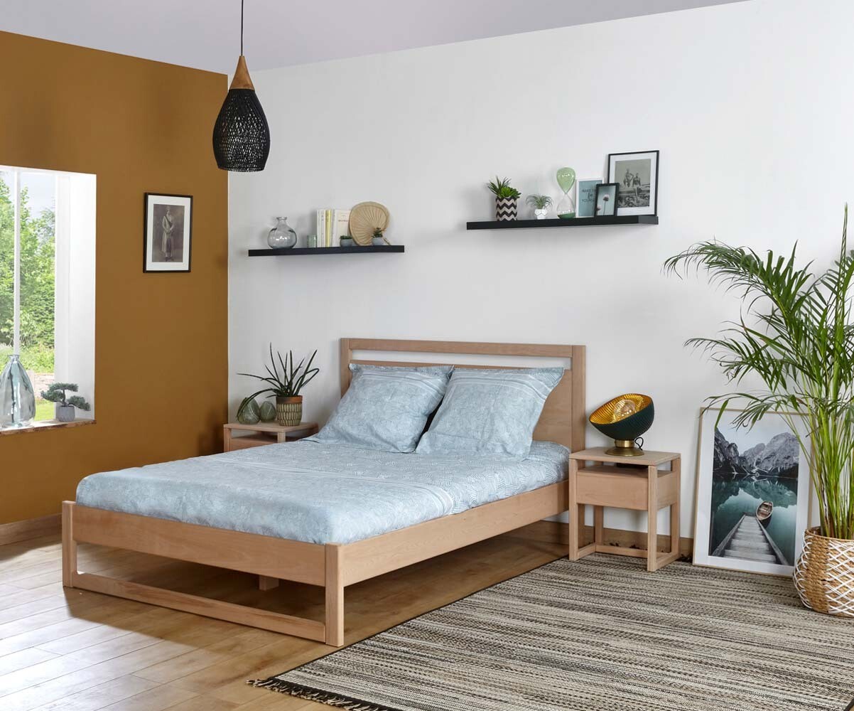 Lit ado avec sommier et matelas Nali Bois naturel 120x190 cm