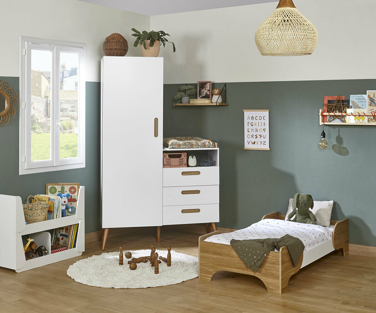 Tousmesmeubles - Chambre Enfant Complète (120*200) - TILY n°1 : Bois clair  - Chambre complète - Rue du Commerce