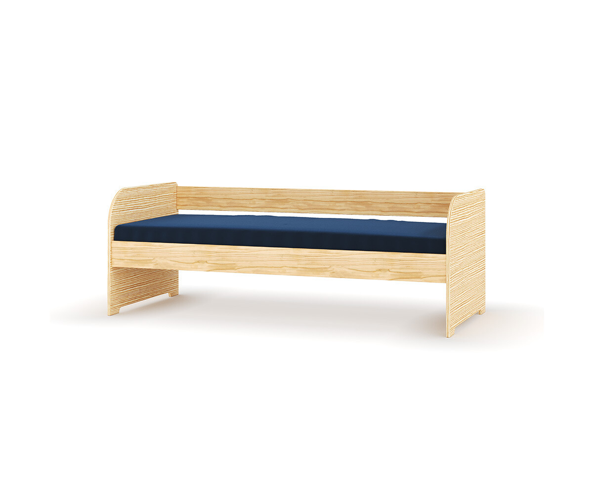 Lit adulte avec sommier et matelas Bali Bois naturel 80x190 cm/Opt: Matelas Airfresh 15 cm