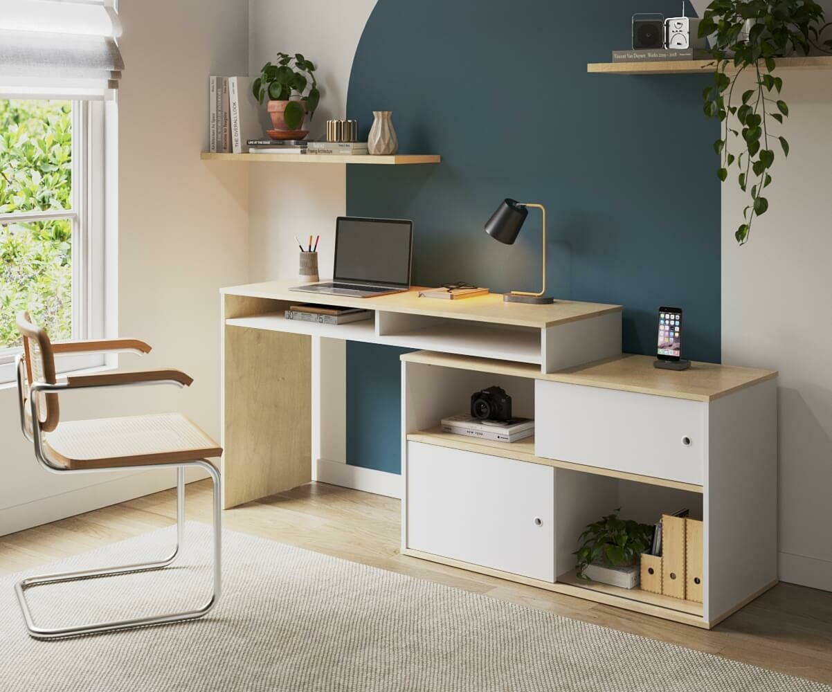 HOMCOM Bureau enfant style scandinave avec tiroir et compartiment de