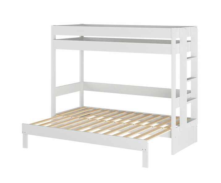 Lit superposé gigogne blanc Hikari adulte 80x200 3 places avec matelas