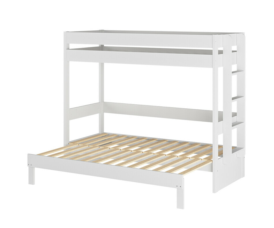 Lit superposé gigogne blanc Hikari adulte 80x200 3 places avec matelas