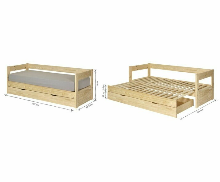 Lit gigogne Hikari enfant bois dimensions avec matelas