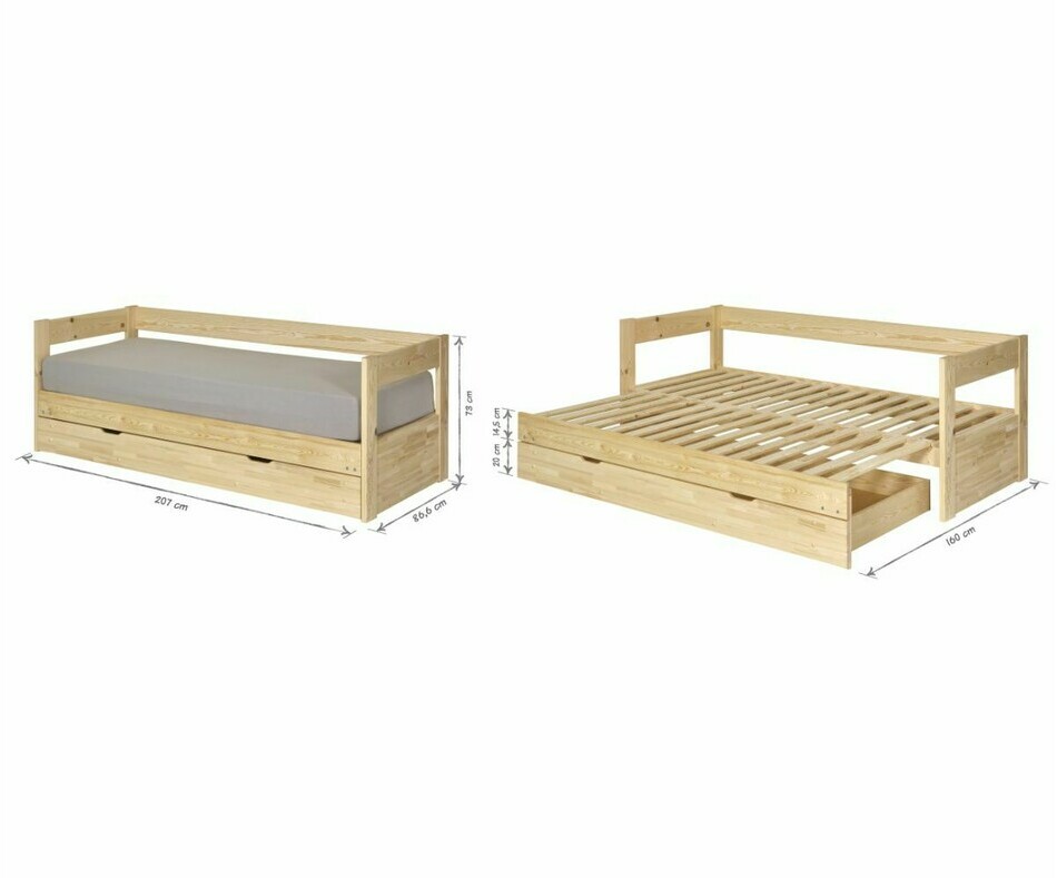 Lit gigogne Hikari enfant bois dimensions avec matelas