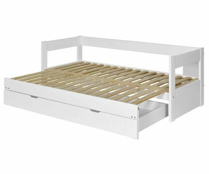 Lit gigogne Hikari enfant blanc 80x200 déplié avec matelas