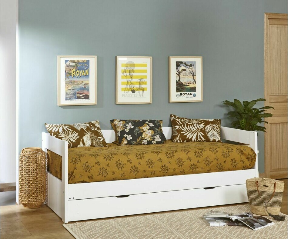 Lit gigogne Hikari enfant blanc fermé avec matelas