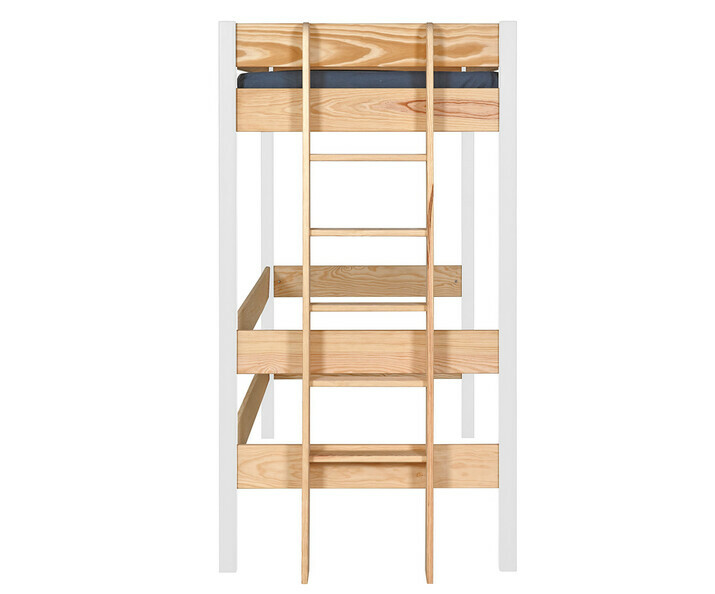 Lit mezzanine enfant Caly blanc et bois vu de côté