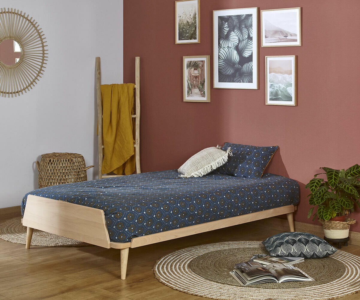 Lit ado avec sommier et matelas Kyou Bois naturel 120x190 cm