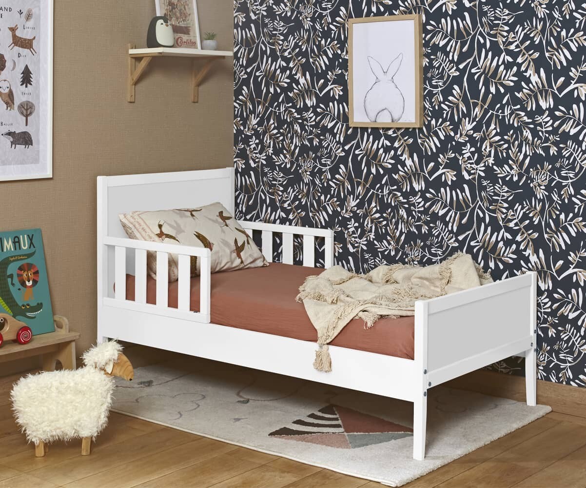 Petit Lit Enfant 70x140 avec Barrière Kalo en Bois massif. Dès 2 ans