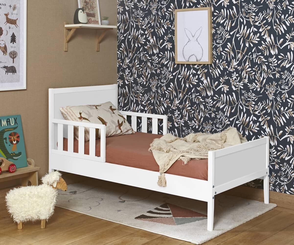 Petit lit enfant avec sommier et matelas Kalo Blanc 70x140 cm/Opt:Matelas Prem's 10 cm