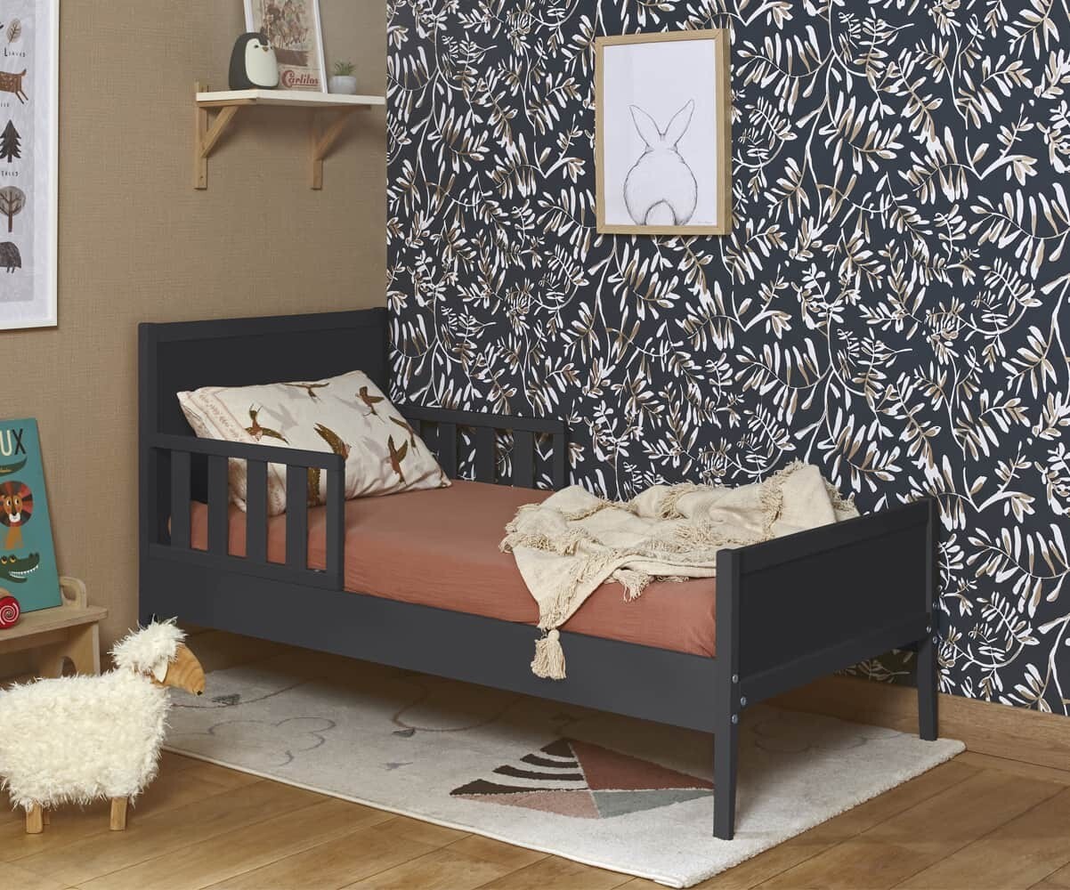 Petit lit enfant avec sommier et matelas Kalo Gris 70x140 cm/Opt:Matelas Basic 12 cm