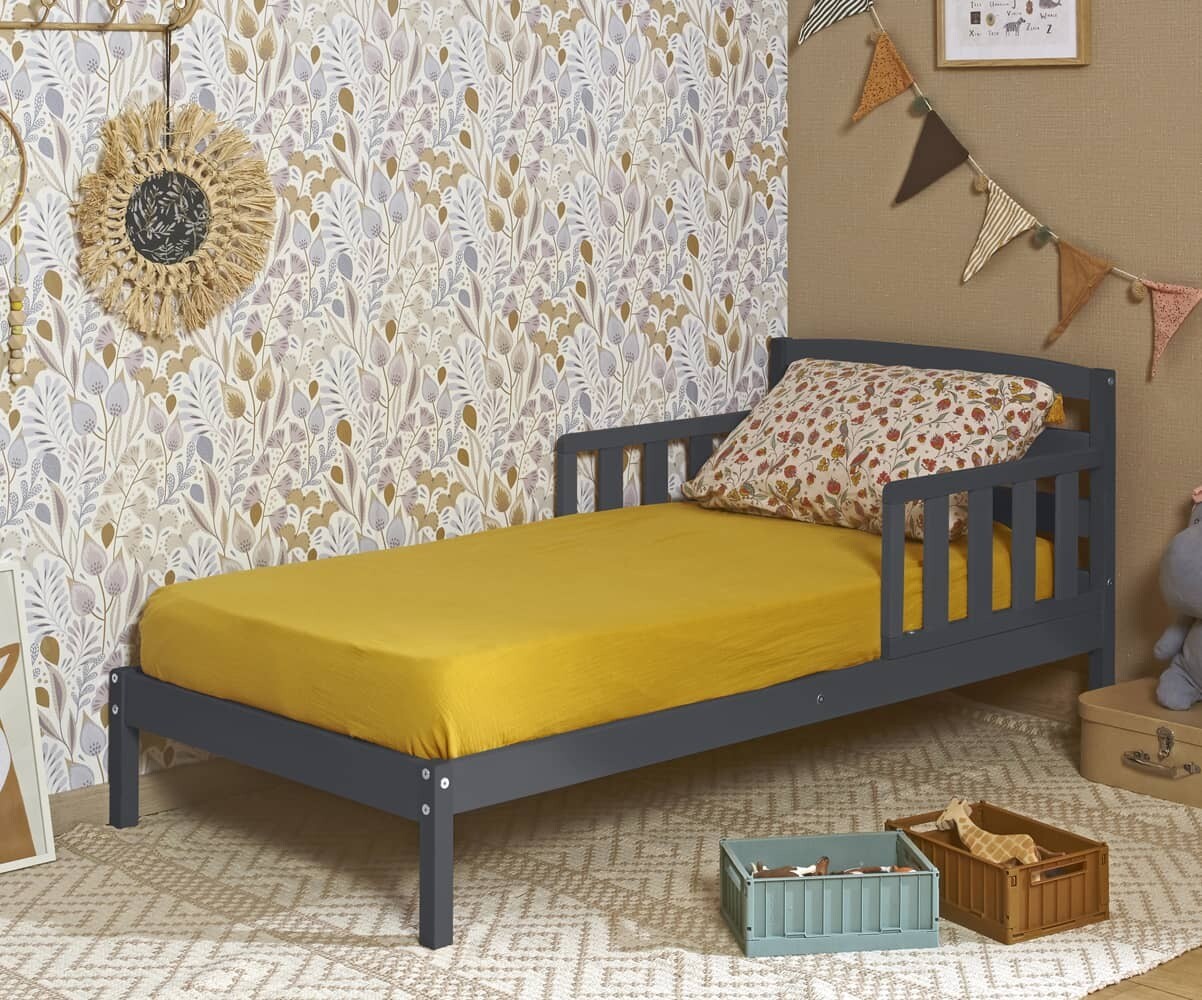 Petit lit enfant avec sommier Kanto Gris 70x140 cm