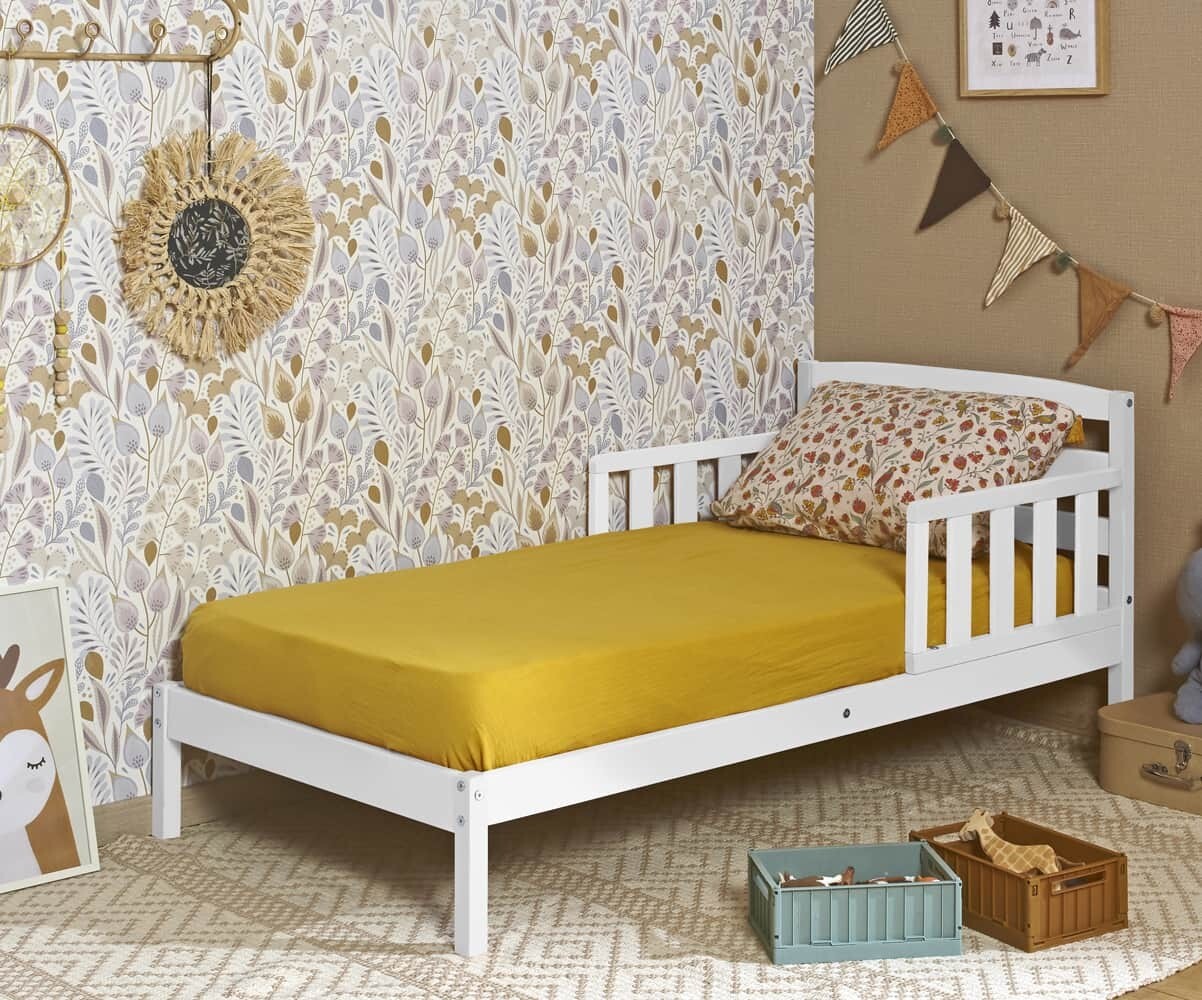 Petit lit enfant avec sommier et matelas Kanto Blanc 70x140 cm/Opt:Matelas Prem's 10 cm