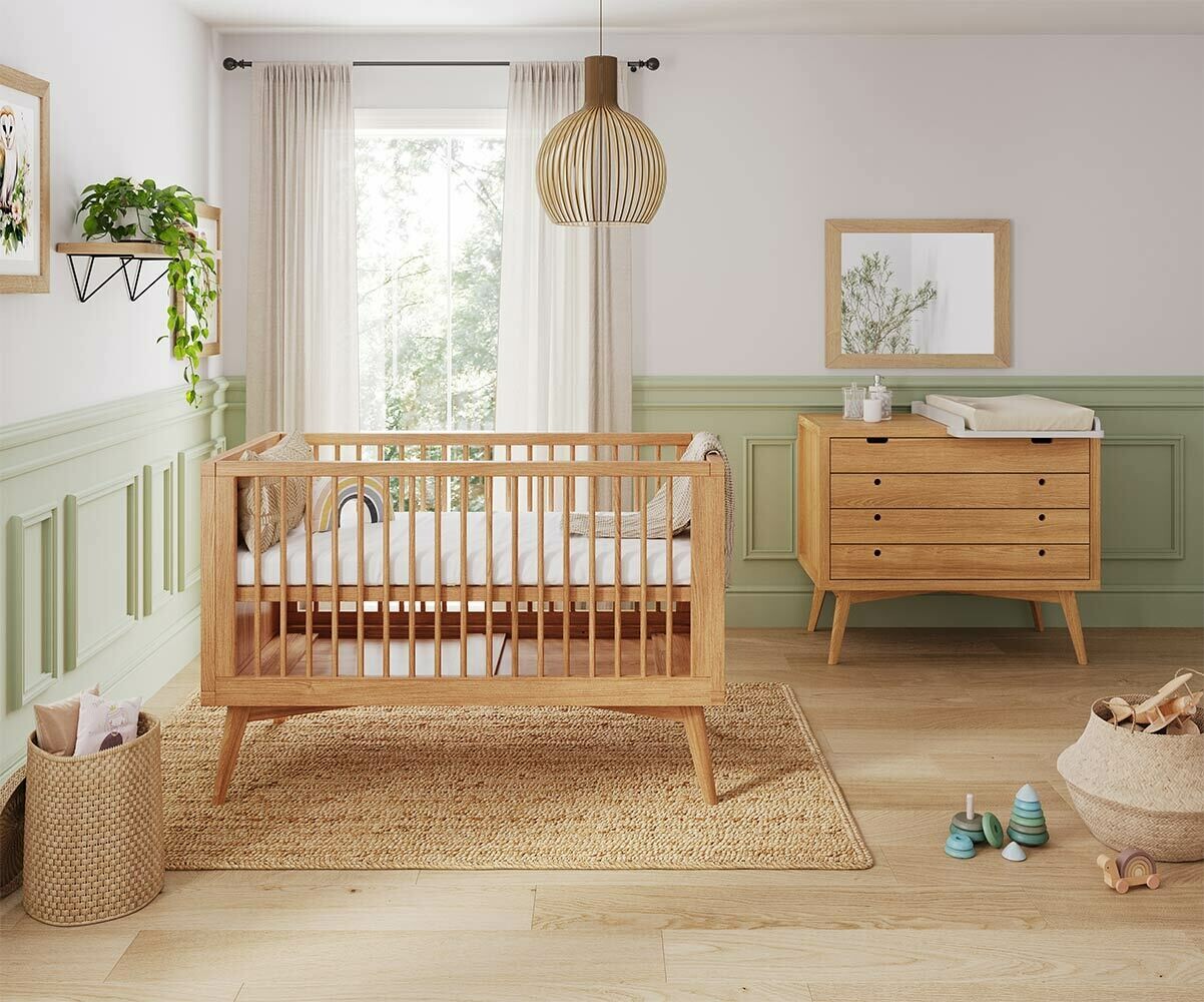 Lit bébé évolutif avec matelas Taloa Noisette 70x140 cm/Opt:Matelas Basic 12 cm